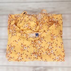 Old Navy Yellow Floral Thin Strap Size 4X Casual Summer Vacation